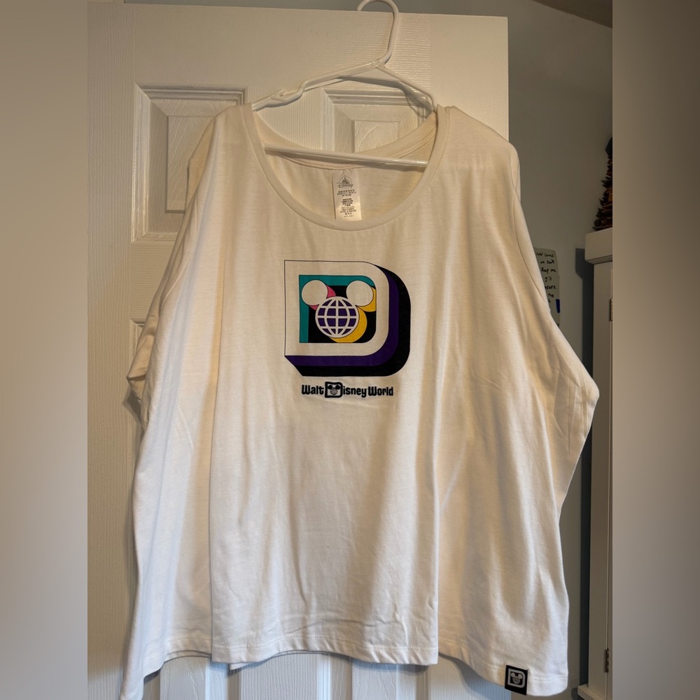 Disney White Crewneck Tee with Logo Tag